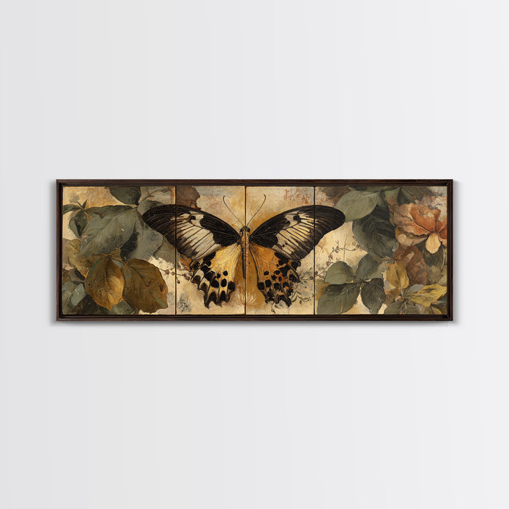Butterfly Specimen Composition Framed Canvas Print, Animal Art, Room Decor, Living Room Decor, Fine Art, Creature, Printable, ANI-3x1-63