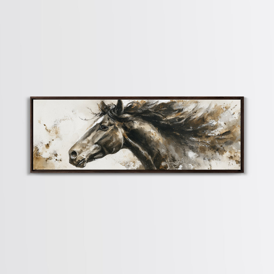 Majestic Horse Head Framed Canvas Print, Animal Art, Printable, Living Room Decor, Abstract Art, Creature, Nursery, ANI-3x1-67