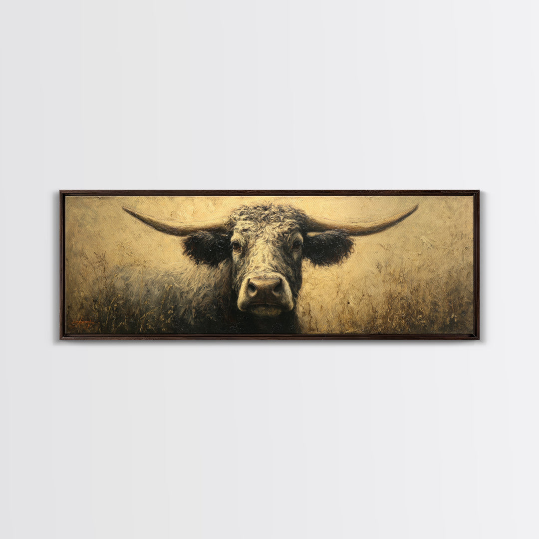 Gentle Cow Portrait Canvas Print, Animal Art, Printable Wall Art, Living Room Decor, Fine Art, Creature, Boho Wall Art, ANI-3x1-71