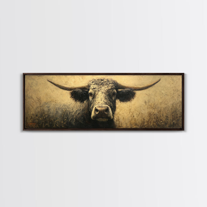 Gentle Cow Portrait Canvas Print, Animal Art, Printable Wall Art, Living Room Decor, Fine Art, Creature, Boho Wall Art, ANI-3x1-71