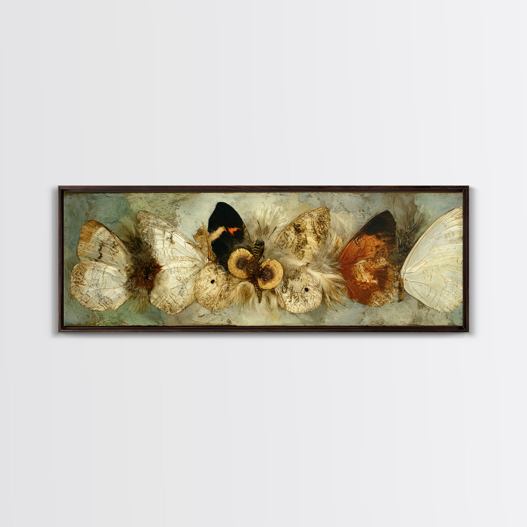 Butterfly Specimen Composition Framed Canvas Print, Animal Art, Digital Art, Living Room Decor, Creature, Farmhouse Decor, ANI-3x1-87