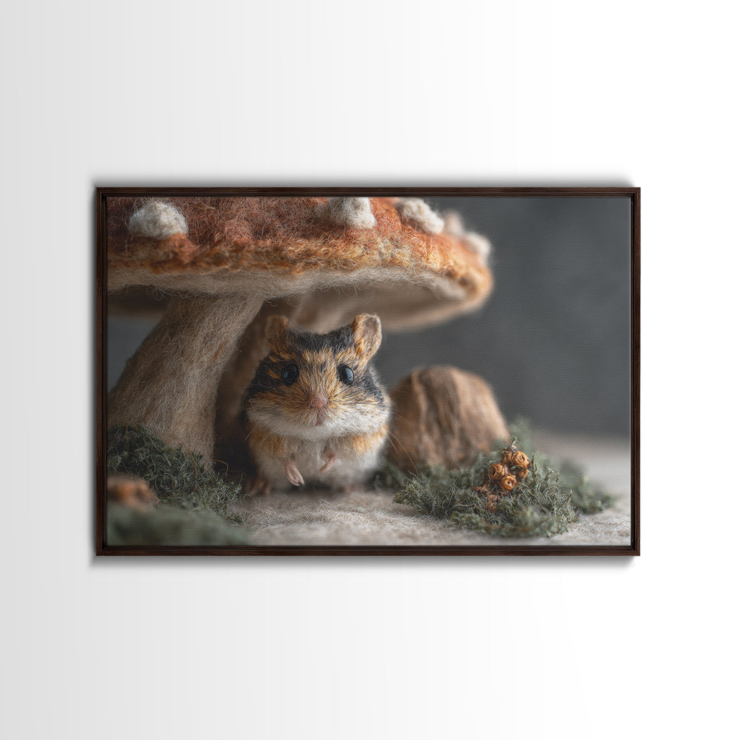 Tiny Field Mouse Framed Canvas Print, Animal Art, Digital Art, Living Room Decor, Fine Art, Creature, Farmhouse Decor, ANI-3x2-14