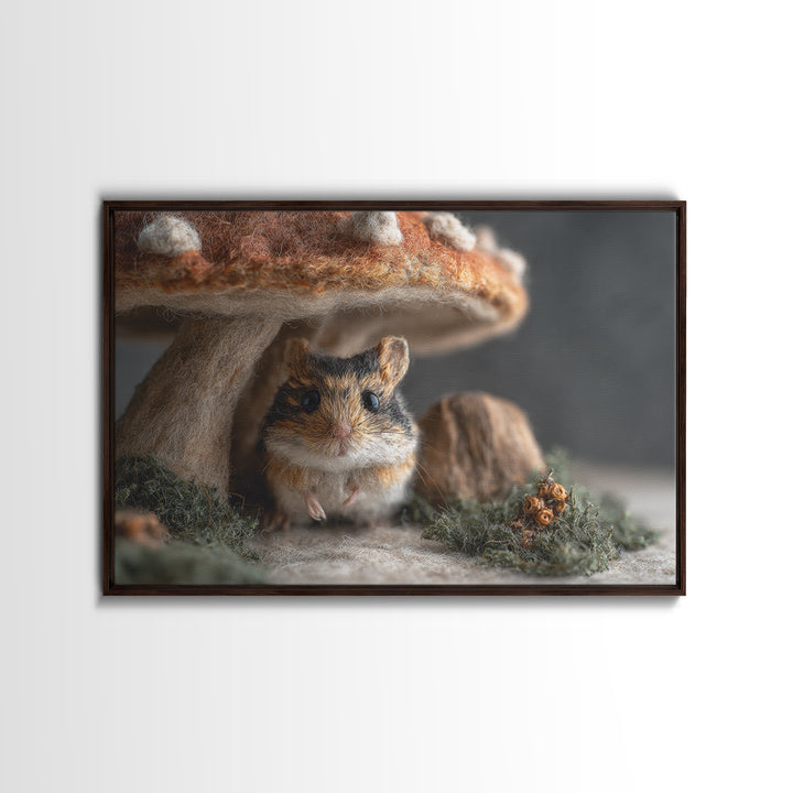 Tiny Field Mouse Framed Canvas Print, Animal Art, Digital Art, Living Room Decor, Fine Art, Creature, Farmhouse Decor, ANI-3x2-14