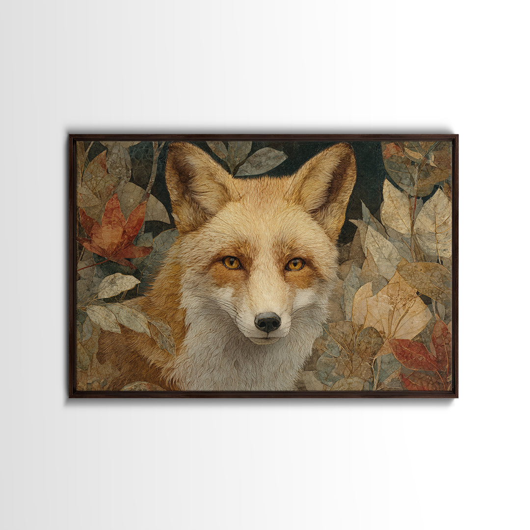 Dignified Fox Portrait Framed Canvas Print, Animal Art, Farmhouse Decor, Living Room Decor, Fine Art, Creature, Neutral Decor, ANI-3x2-5
