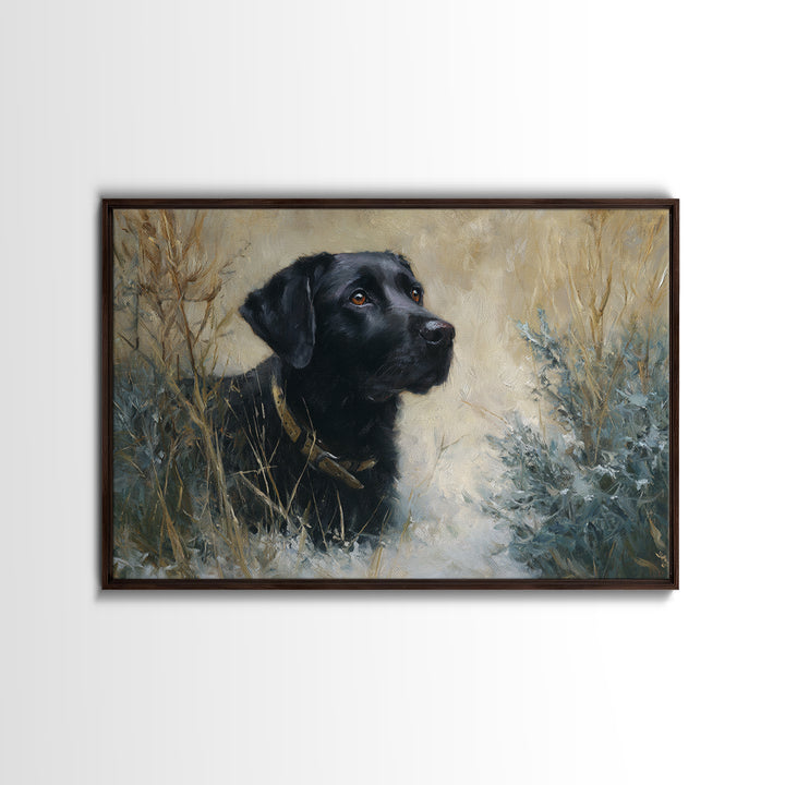Dog Portrait with Painterly Collar and Loyal Framed Canvas Print, Animal Art, Boho Wall Art, Living Room Decor, Creature, ANI-3x2-65