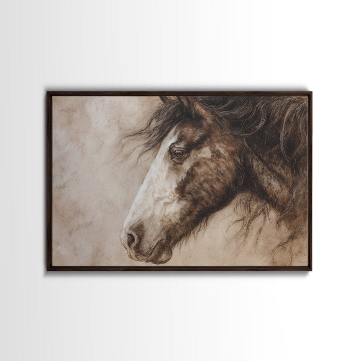 Majestic Horse Head Framed Canvas Print, Animal Art, Home Decor, Living Room Decor, Abstract Art, Creature, Art Deco, ANI-3x2-7