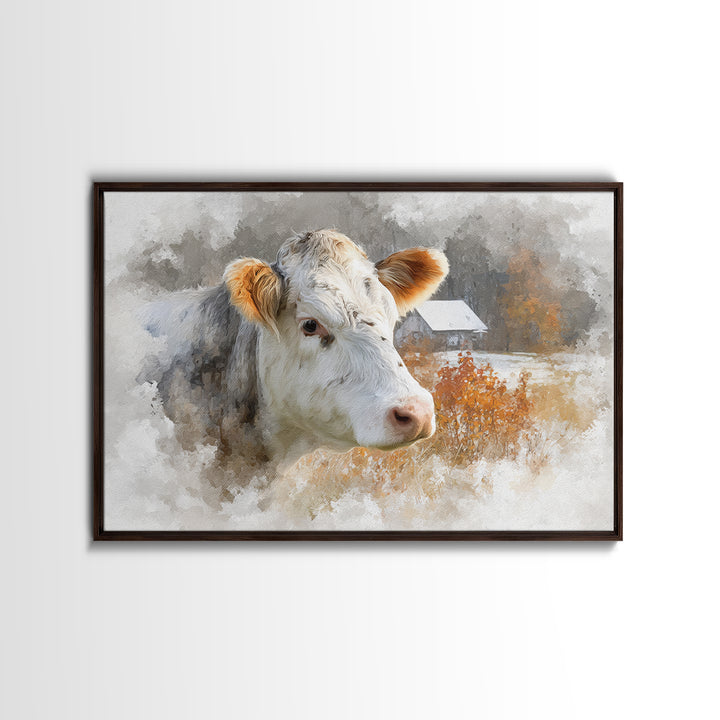 Gentle Cow Portrait Canvas Print, Animal Art, Wall Art, Living Room Decor, Fine Art, Creature, Nursery Decor, Art Deco, ANI-3x2-83