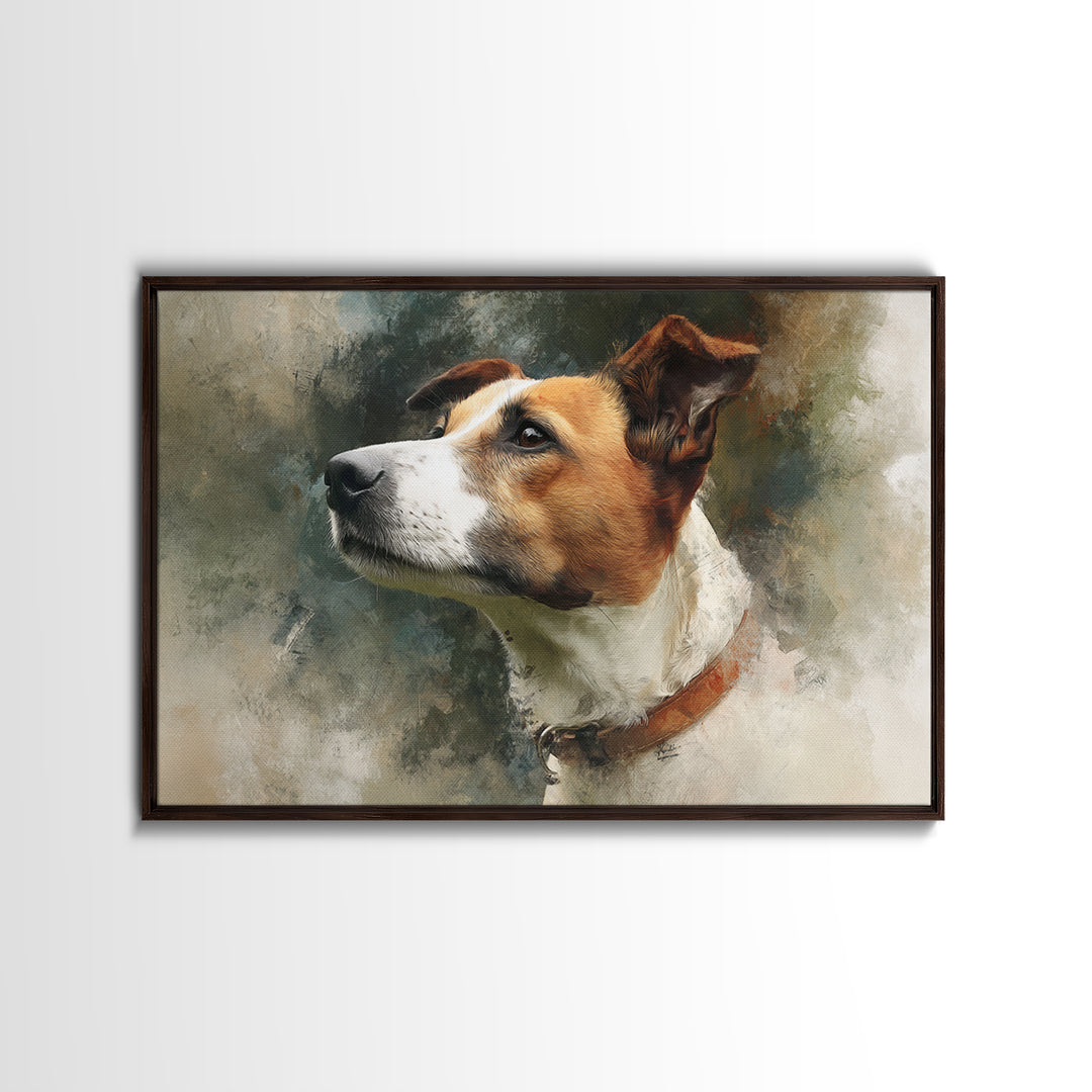Dog Portrait with Painterly Collar and Loyal Canvas Print, Animal Art, Trendy Wall Art, Living Room Decor, Fine Art, Creature, ANI-3x2-89