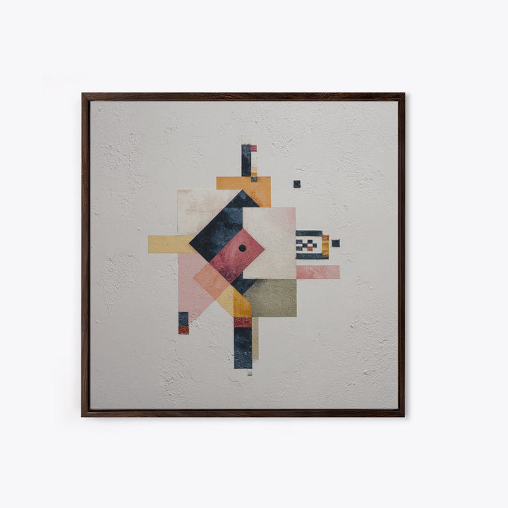 Geometric Color Study Framed Canvas Print, Art, Pink Wall Art, Living Room Decor, Fine Art, Textured Painting, ART-1x1-33