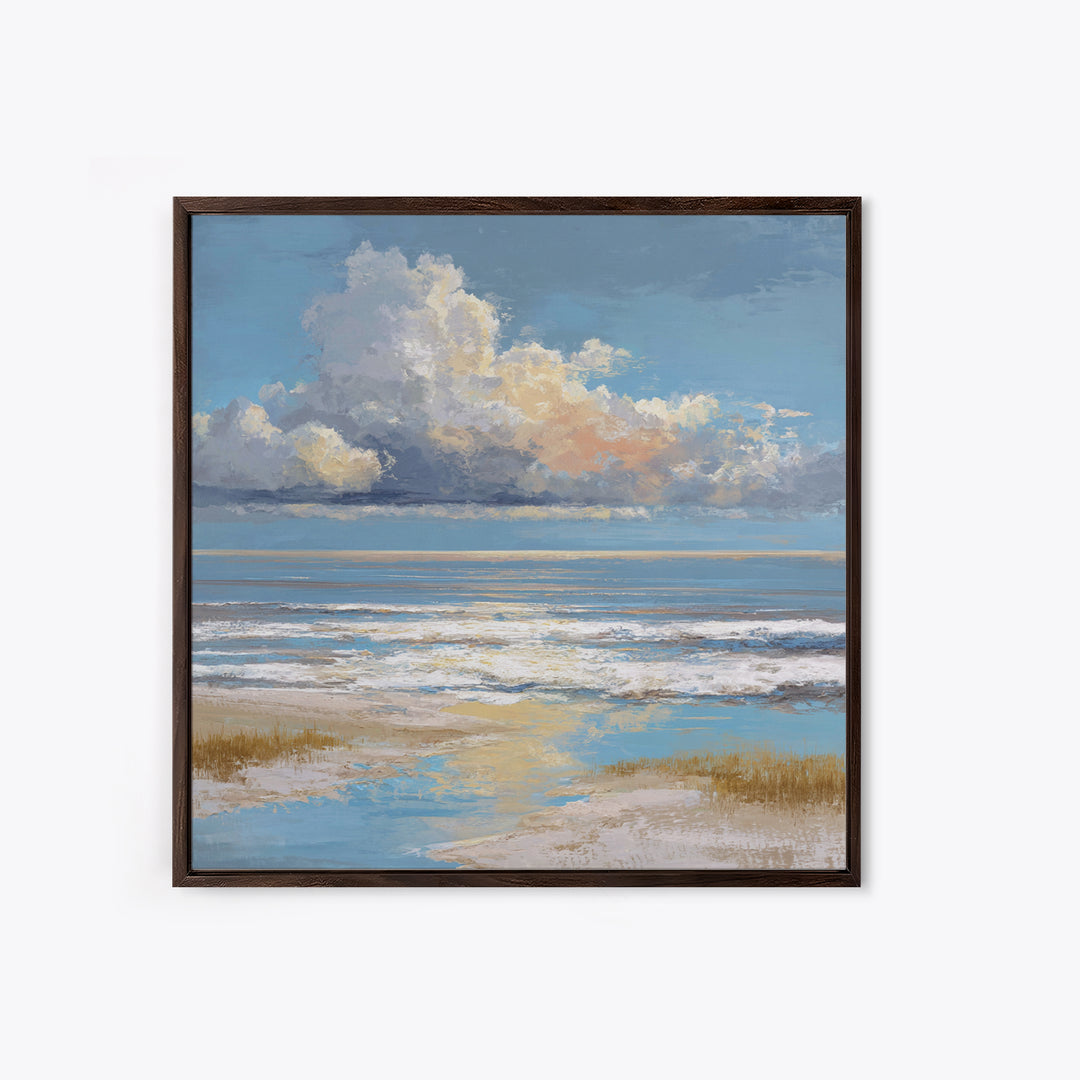 Dramatic Seascape with Foam and Storm Clouds Framed Canvas Print, Art, Living Room Decor, Fine Art, Art Nouveau, ART-1x1-48