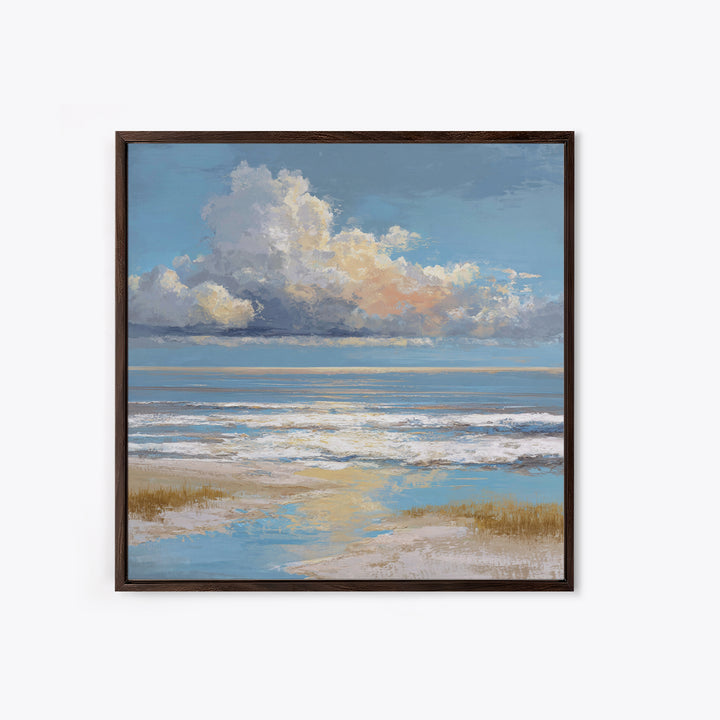 Dramatic Seascape with Foam and Storm Clouds Framed Canvas Print, Art, Living Room Decor, Fine Art, Art Nouveau, ART-1x1-48