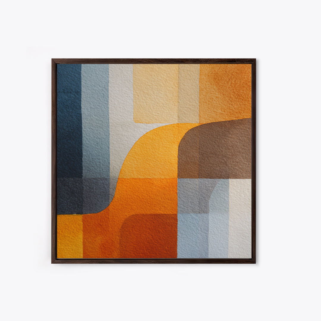 Geometric Color Study Framed Canvas Print, Art, Pink Wall Art, Living Room Decor, Fine Art, Textured Painting, ART-1x1-57