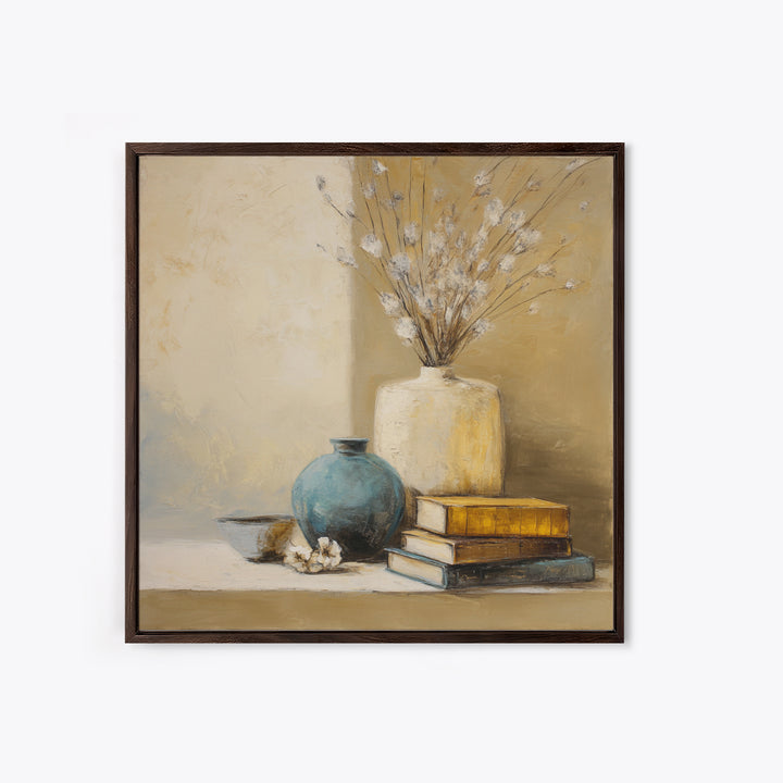 Sunlit Interior Still Life Framed Canvas Print, Art, Prints Wall Art, Living Room Decor, Fine Art, Fine Art Print, ART-1x1-62