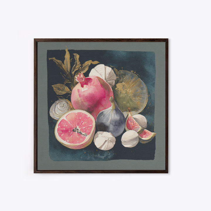 Bold Pop Fruit Composition Framed Canvas Print, Art, Abstract Art, Living Room Decor, Fine Art, Pink Wall Art, ART-1x1-64