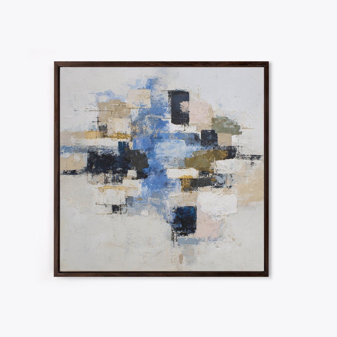 Abstract Water Forms Framed Canvas Print, Art, Pink Wall Art, Living Room Decor, Abstract Art, Textured Painting, ART-1x1-67