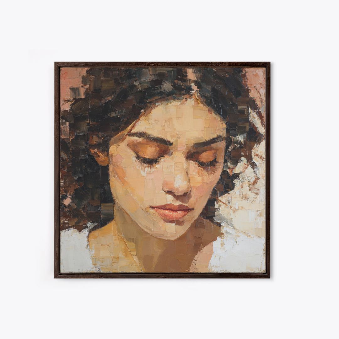 Expressive Portrait with Dramatic Light and Textured Canvas Print, Art, Printable Art, Living Room Decor, Oil Painting, ART-1x1-76