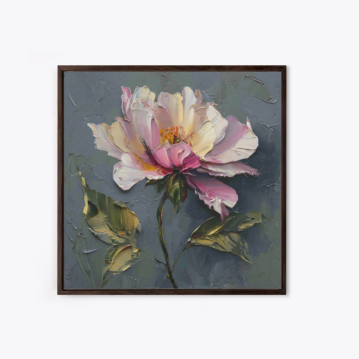 Romantic Floral Oil Painting Framed Canvas Print, Art, Art Commission, Living Room Decor, Oil Painting, Black Art, ART-1x1-8