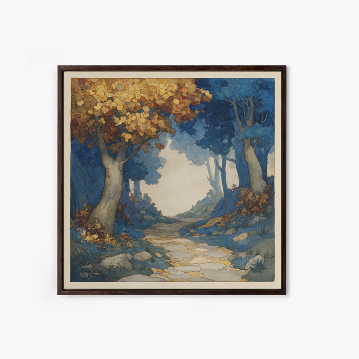 Woodland Path with Golden Autumn Atmosphere Canvas Print, Art, Horizontal Wall Art, Living Room Decor, Fine Art, ART-1x1-95