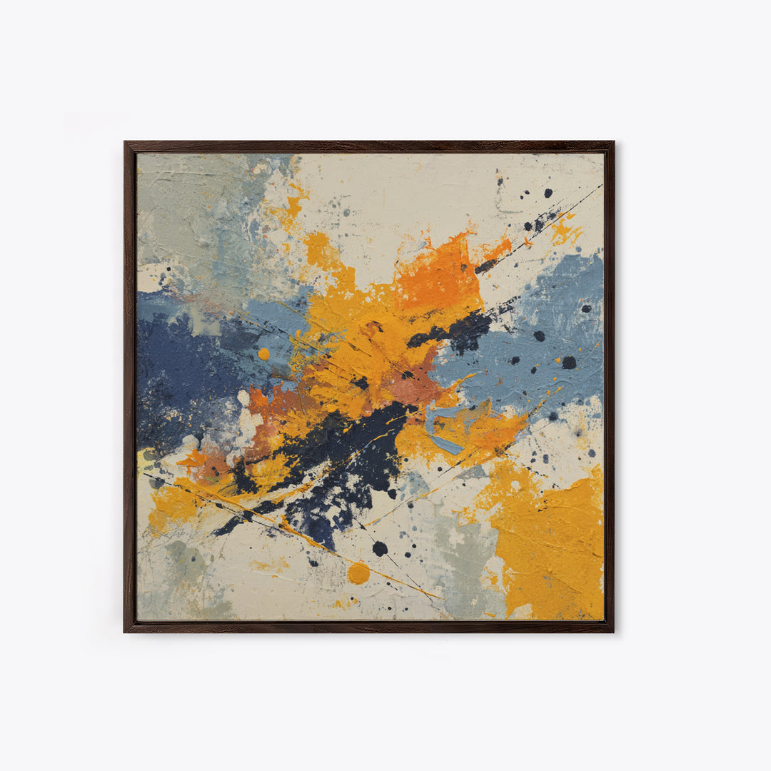 Contemporary Abstract with Layered Pigments and Energetic Canvas Print, Art, Gallery Decor, Living Room Decor, Abstract Art, ART-1x1-98