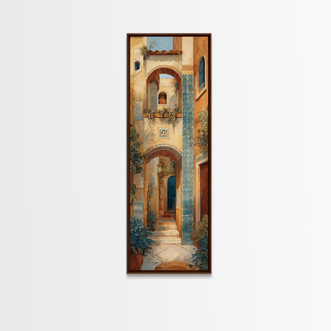 Architectural Archway in Warm Mediterranean Light Canvas Print, Art, Framed Wall Art, Living Room Decor, Fine Art, ART-1x3-10