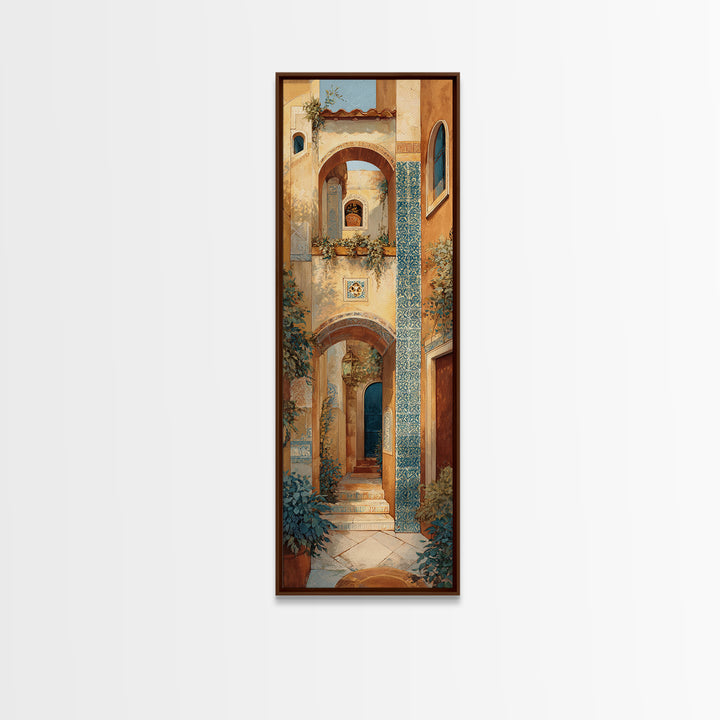 Architectural Archway in Warm Mediterranean Light Canvas Print, Art, Framed Wall Art, Living Room Decor, Fine Art, ART-1x3-10