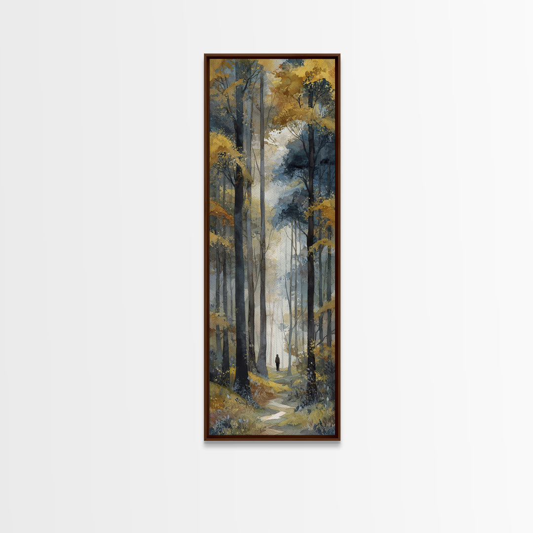 Woodland Path with Golden Autumn Atmosphere Canvas Print, Art, Digital Wall Art, Living Room Decor, Fine Art, ART-1x3-11