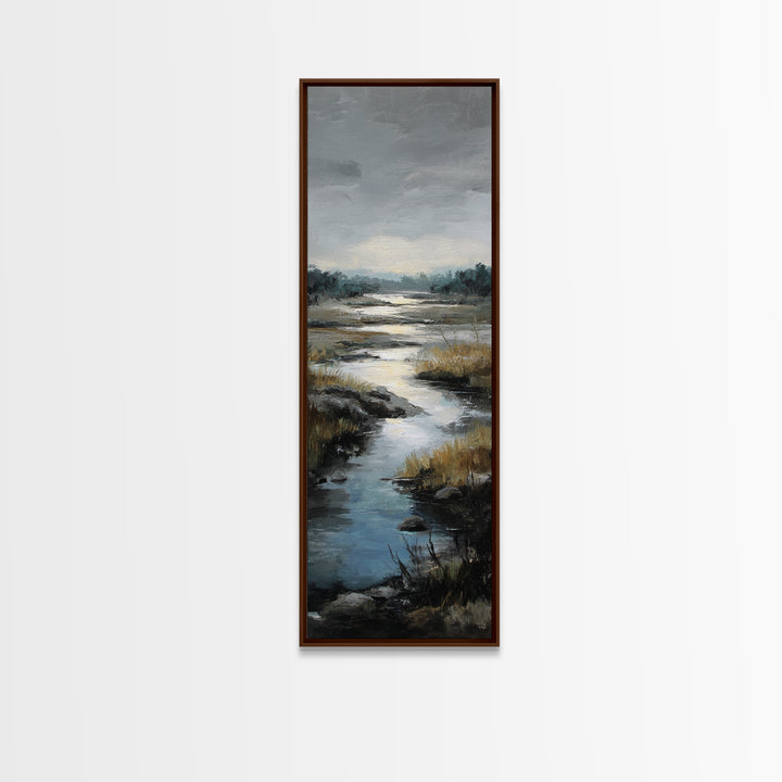 Classic Landscape with Winding River and Atmospheric Framed Canvas Print, Art, Fine Art Print, Living Room Decor, Fine Art, ART-1x3-15