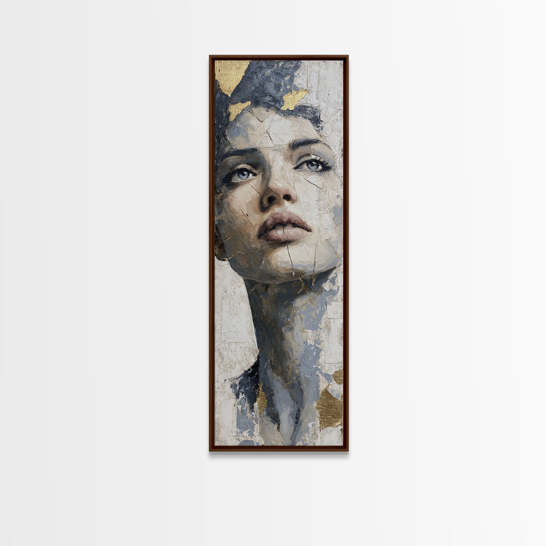 Expressive Portrait with Dramatic Light and Textured Canvas Print, Art, Pink Wall Art, Living Room Decor, Fine Art, ART-1x3-16