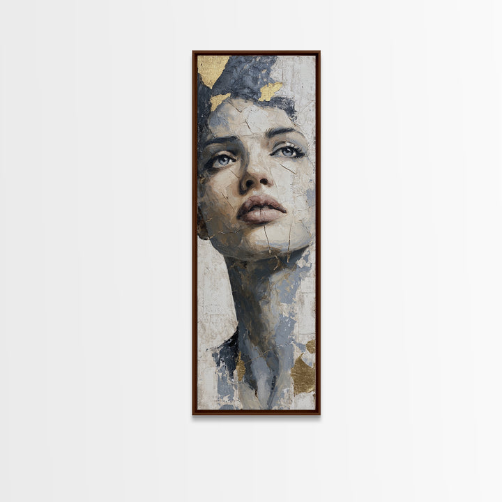 Expressive Portrait with Dramatic Light and Textured Canvas Print, Art, Pink Wall Art, Living Room Decor, Fine Art, ART-1x3-16