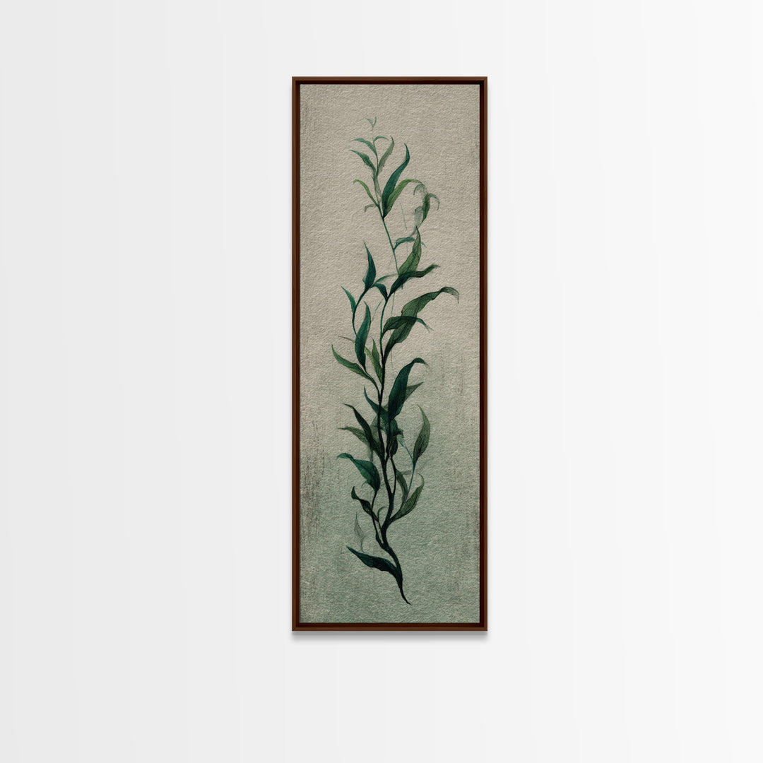 Minimal Botanical Ink Drawing on Handmade Paper Canvas Print, Art, Neutral Decor, Living Room Decor, Fine Art, ART-1x3-17