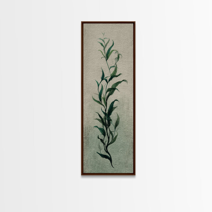 Minimal Botanical Ink Drawing on Handmade Paper Canvas Print, Art, Neutral Decor, Living Room Decor, Fine Art, ART-1x3-17