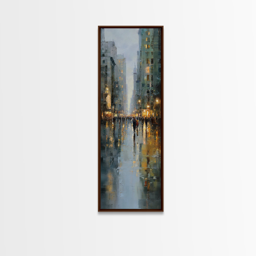 Moody City Scene Reflected Canvas Print, Art, Canvas Art, Living Room Decor, Fine Art, Horizontal Wall Art, Home Decor, ART-1x3-22