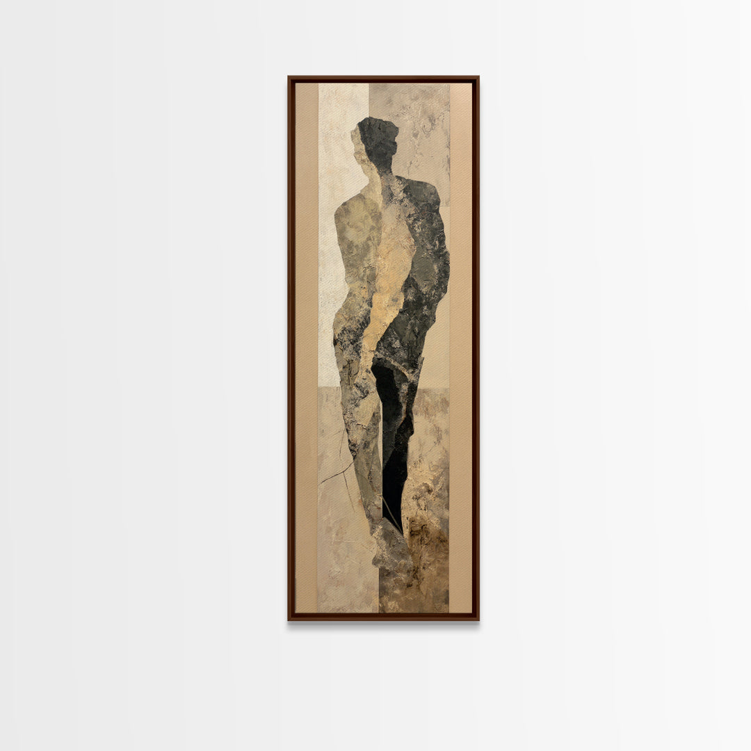 Simple Monochrome Figure Study Framed Canvas Print, Art, Home Decor, Living Room Decor, Fine Art, Minimalist Decor, ART-1x3-24