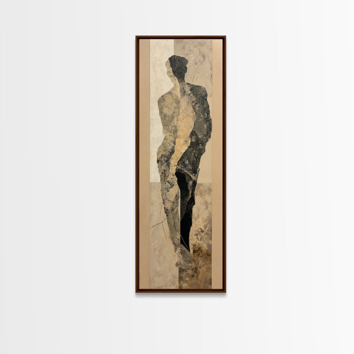 Simple Monochrome Figure Study Framed Canvas Print, Art, Home Decor, Living Room Decor, Fine Art, Minimalist Decor, ART-1x3-24