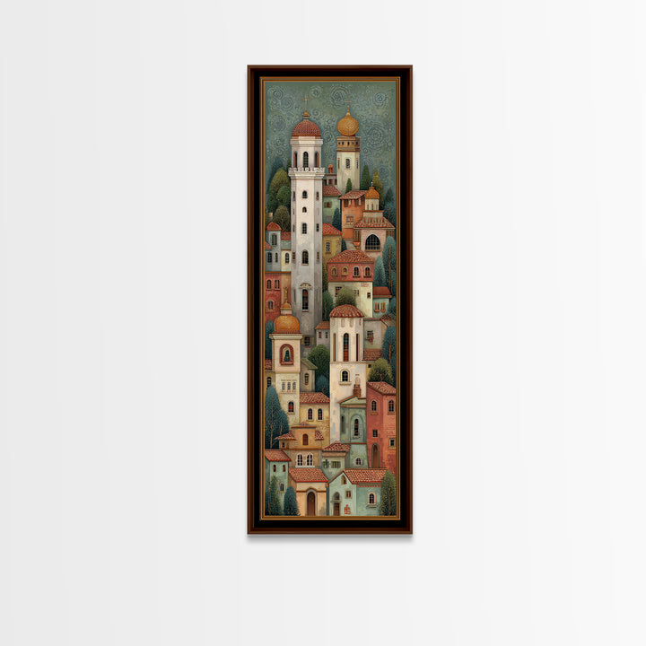 Naive Folk Art Village Canvas Print, Art, Wall Decor, Living Room Decor, Fine Art, Wall Art, Art Prints, Digital Art, ART-1x3-32