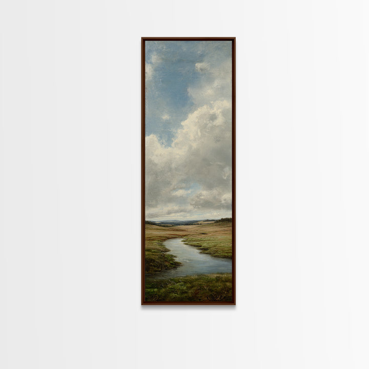 Classic Landscape with Winding River and Atmospheric Canvas Print, Art, Textured Painting, Living Room Decor, Oil Painting, ART-1x3-39