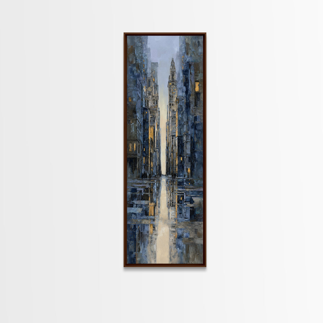 Moody City Scene Reflected Framed Canvas Print, Art, Prints Wall Art, Living Room Decor, Fine Art, Fine Art Print, ART-1x3-46