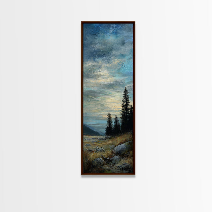 Quiet Mountain Scene Canvas Print, Art, Black Art, Living Room Decor, Fine Art, Wall Decor, Neutral Decor, Modern Decor, ART-1x3-5