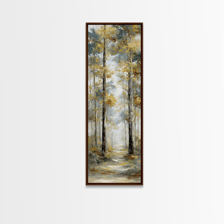 Woodland Path with Golden Autumn Atmosphere Canvas Print, Art, Living Room Decor, Fine Art, Art Nouveau, Framed Wall Art, ART-1x3-59