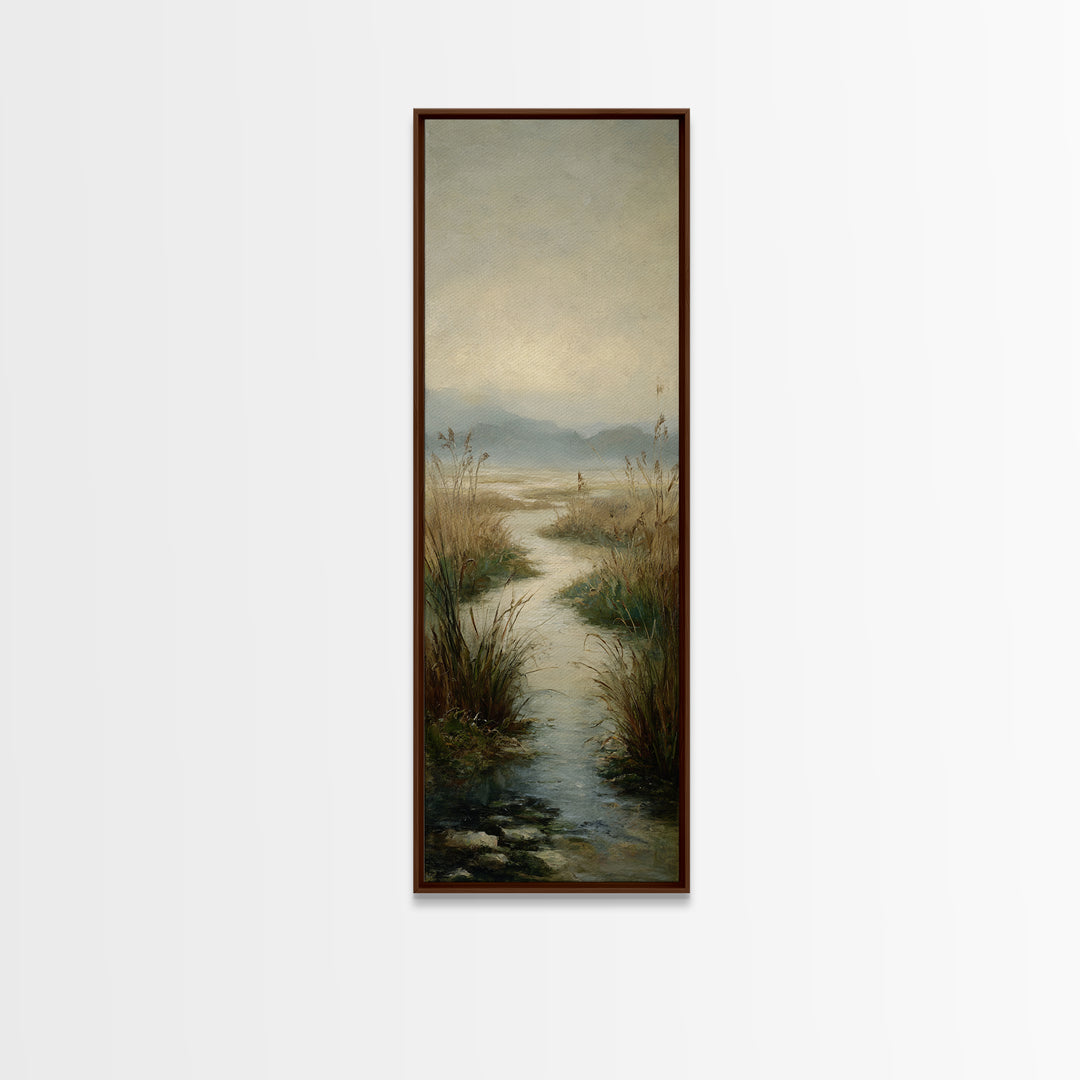 Classic Landscape with Winding River and Atmospheric Canvas Print, Art, Art Commission, Living Room Decor, Fine Art, ART-1x3-63