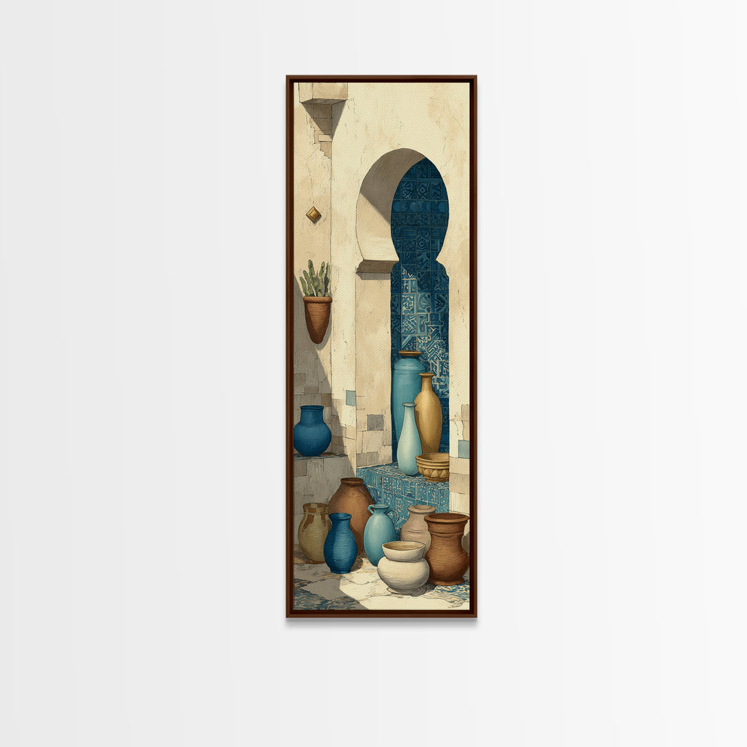 Architectural Archway in Warm Mediterranean Light Canvas Print, Art, Abstract Wall Art, Living Room Decor, Oil Painting, ART-1x3-82