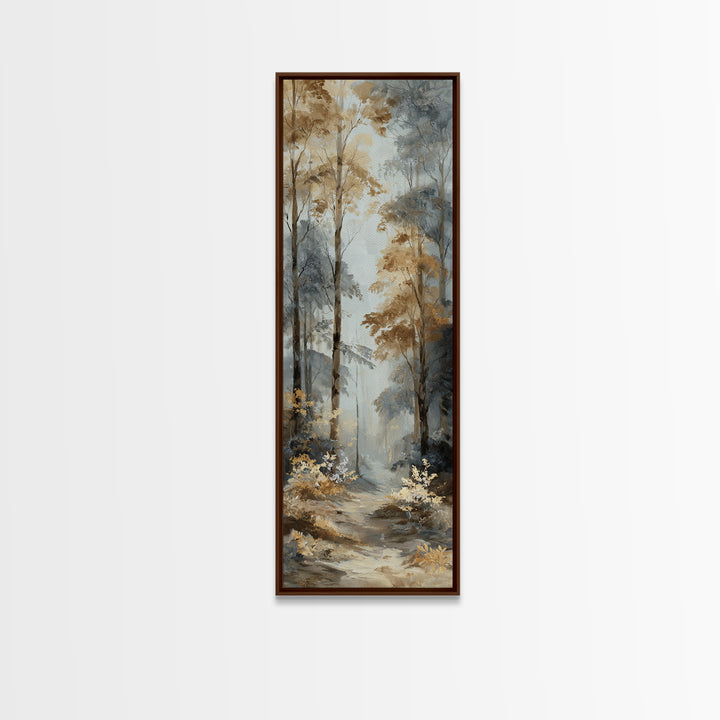 Woodland Path with Golden Autumn Atmosphere Framed Canvas Print, Art, Metal Wall Art, Living Room Decor, Fine Art, ART-1x3-83
