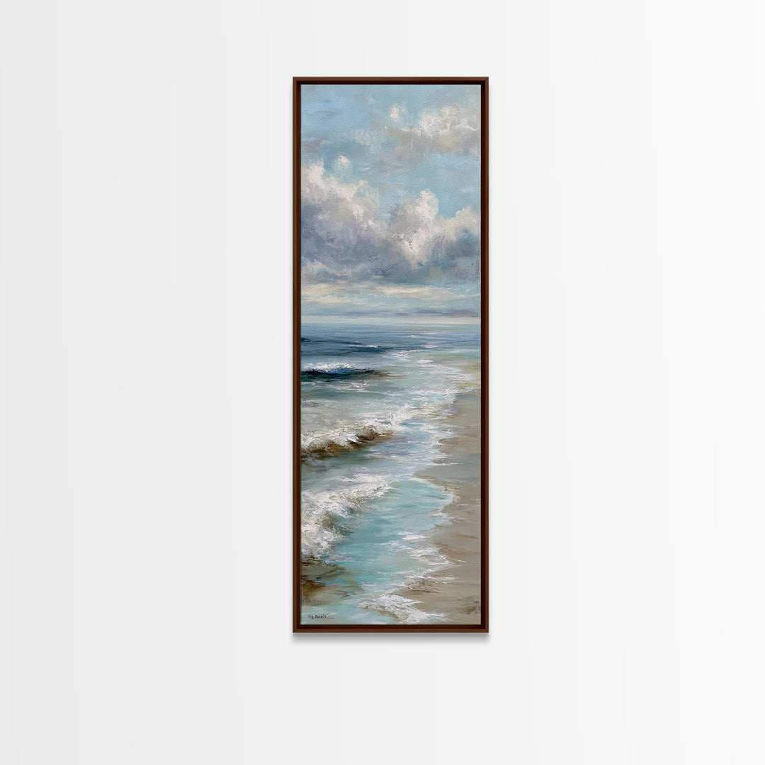 Dramatic Seascape with Foam and Storm Clouds Framed Canvas Print, Art, Wall Art, Living Room Decor, Fine Art, ART-1x3-84