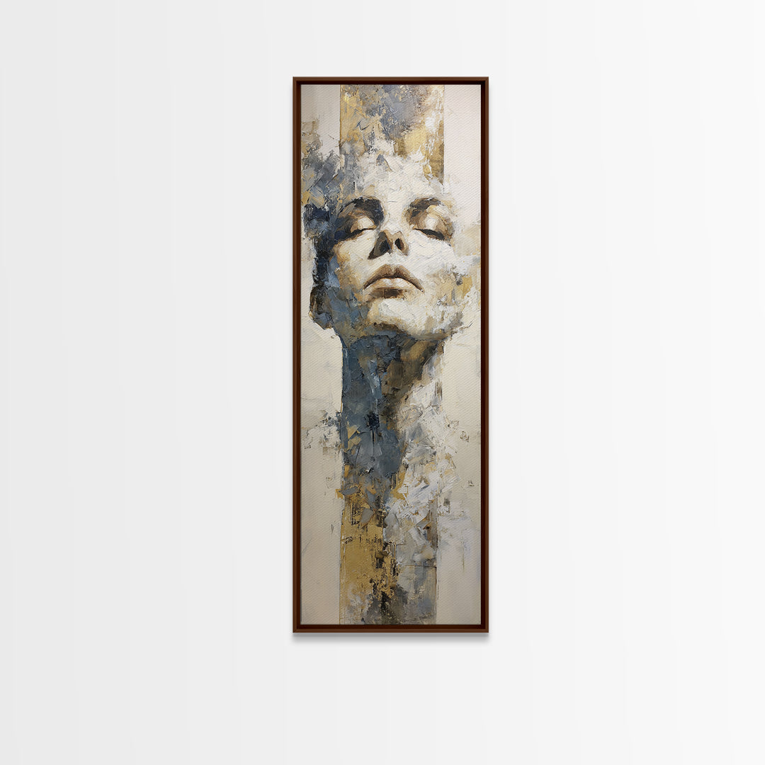 Expressive Portrait with Dramatic Light and Textured Canvas Print, Art, Metal Wall Art, Living Room Decor, Oil Painting, ART-1x3-88