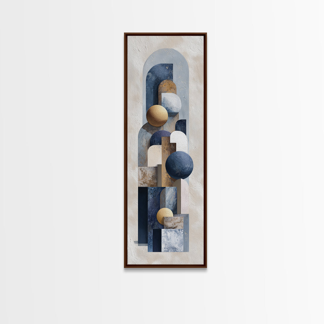 Modern Sculptural Shapes Rendered as Painted Forms Canvas Print, Art, Neutral Decor, Living Room Decor, Abstract Art, ART-1x3-90