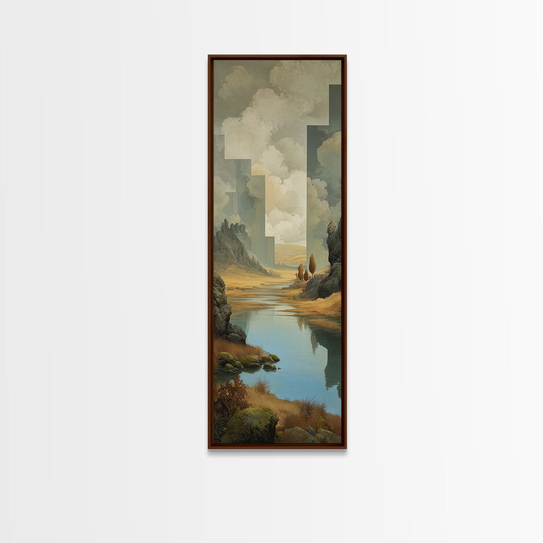 Surreal Dream Landscape Canvas Print, Art, Canvas Wall Art, Living Room Decor, Oil Painting, Boho Wall Art, Pink Wall Art, ART-1x3-95