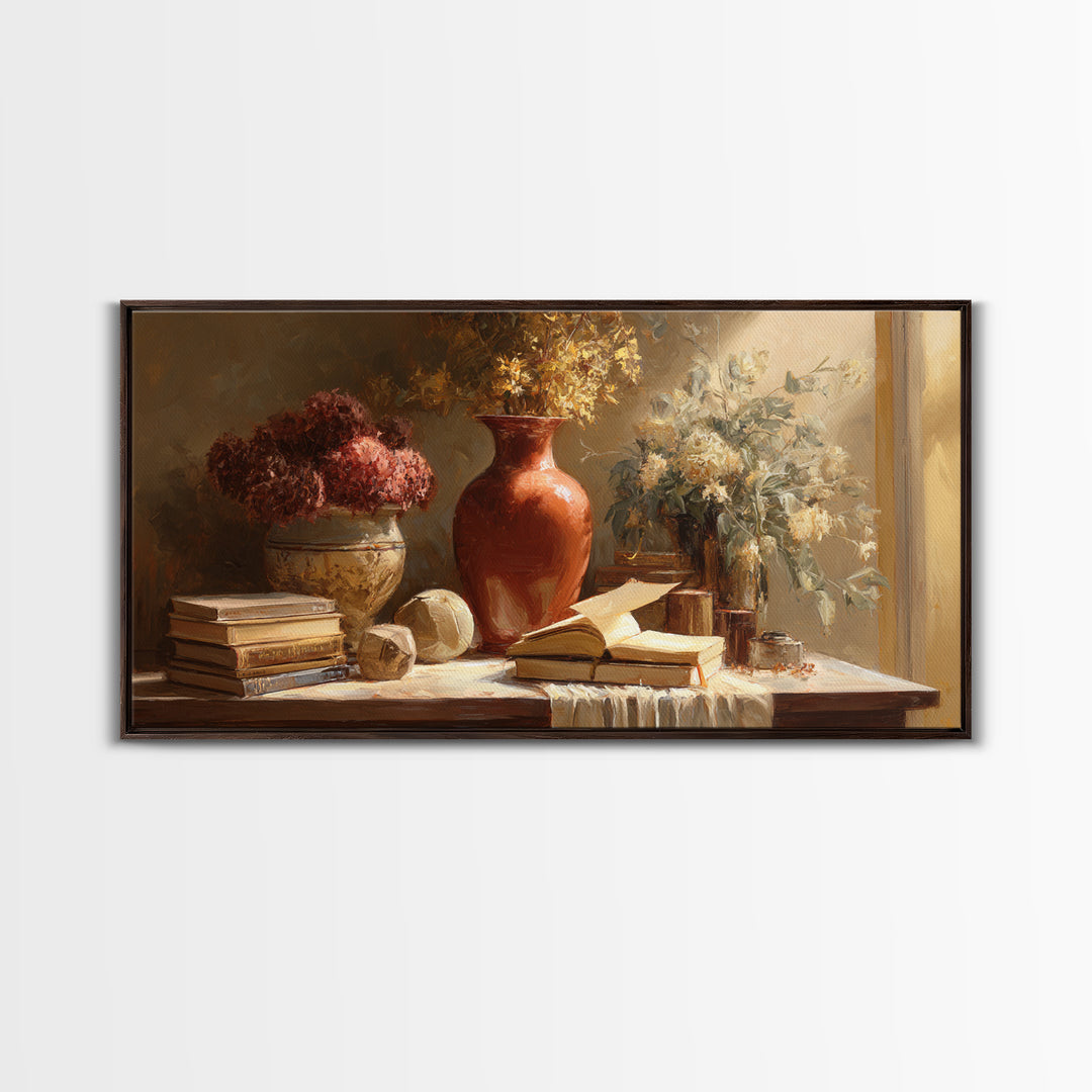 Sunlit Interior Still Life Framed Canvas Print, Art, Modern Decor, Living Room Decor, Fine Art, Art Prints, Digital Art, ART-2x1-10