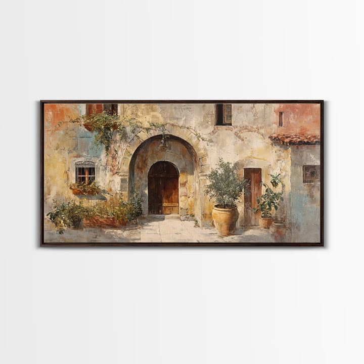 Architectural Archway in Warm Mediterranean Light Framed Canvas Print, Art, Home Decor, Living Room Decor, Fine Art, ART-2x1-18