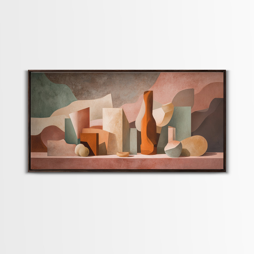 Modern Sculptural Shapes Rendered as Painted Forms Canvas Print, Art, Wall Decor, Living Room Decor, Fine Art, ART-2x1-26