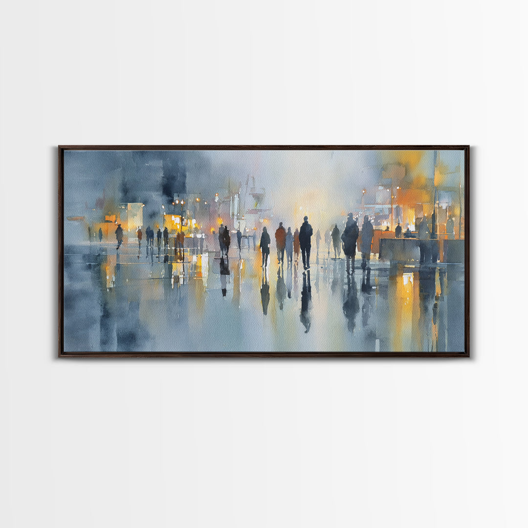 Moody City Scene Reflected Framed Canvas Print, Art, Neutral Decor, Living Room Decor, Fine Art, Art Prints, ART-2x1-30